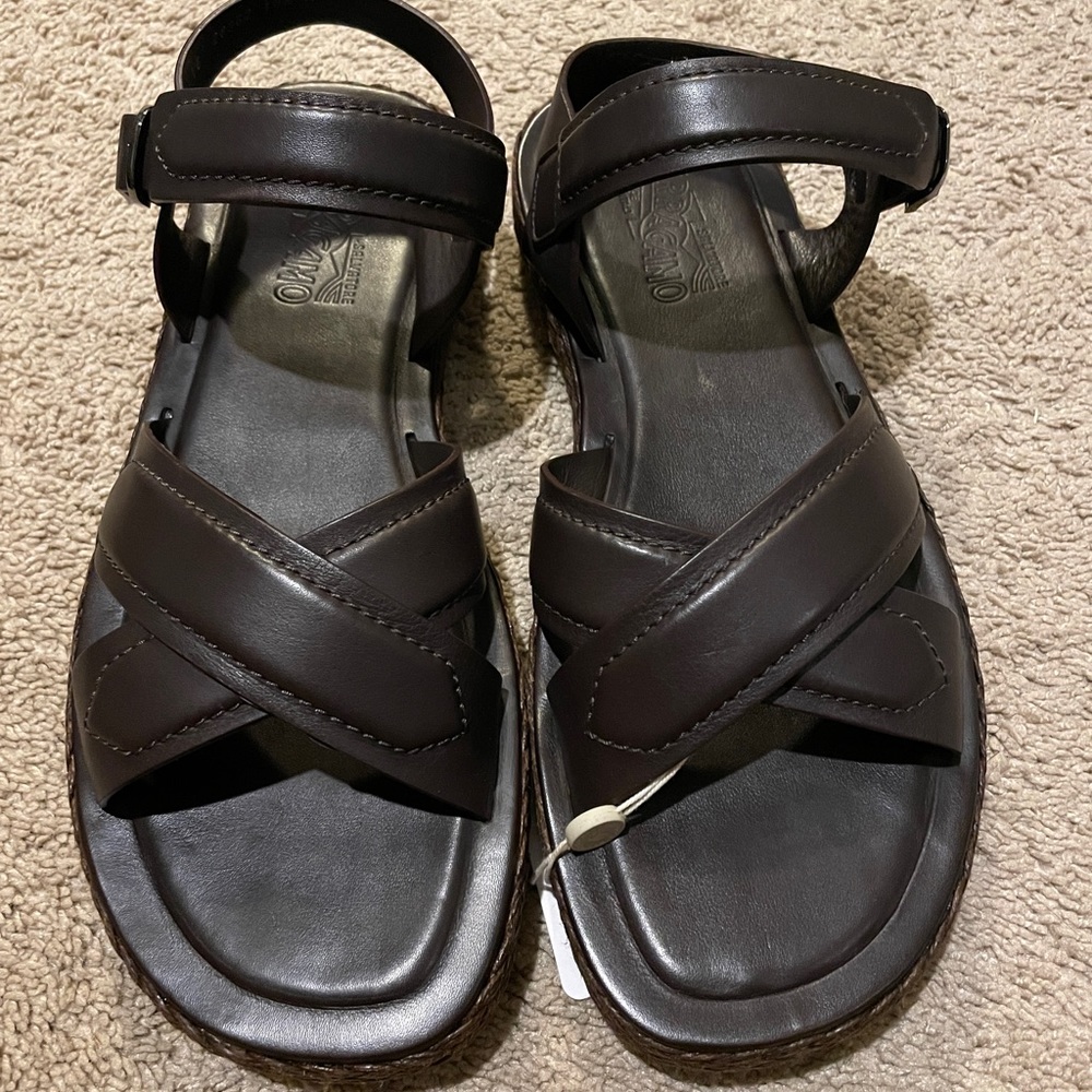 Salvatore ferragamo capalbio sandals in hickory calf (brown) brand new!